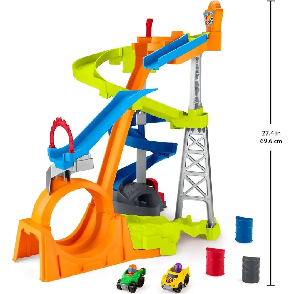 Fisher-Price Little People Toddler Toy Hot Wheels Spiral Stunt Race Track NWT